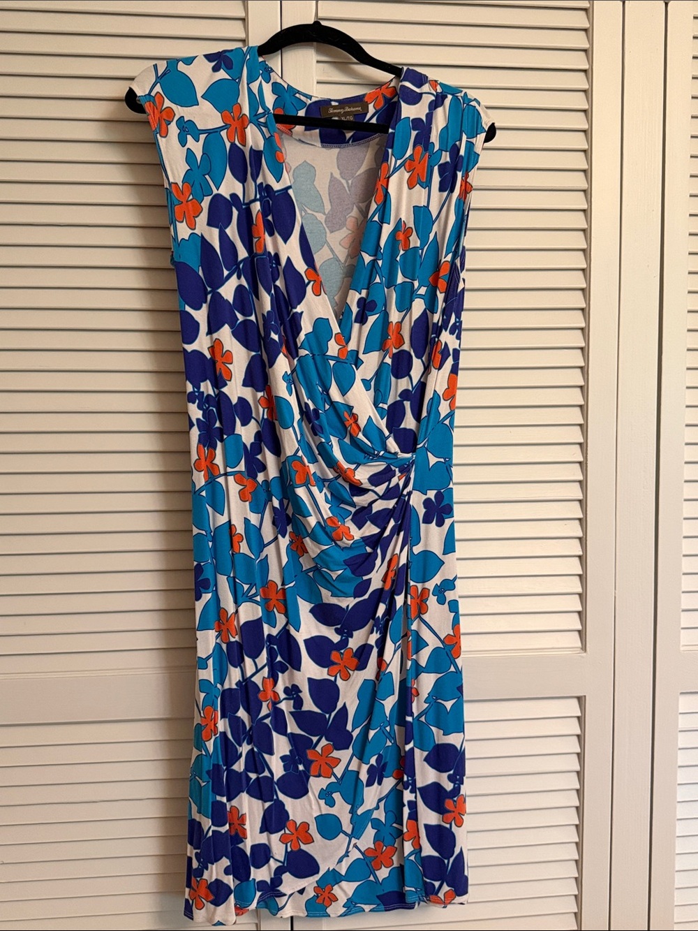Tommy Bahama Blue, Teal & Orange Floral Wrap Dress